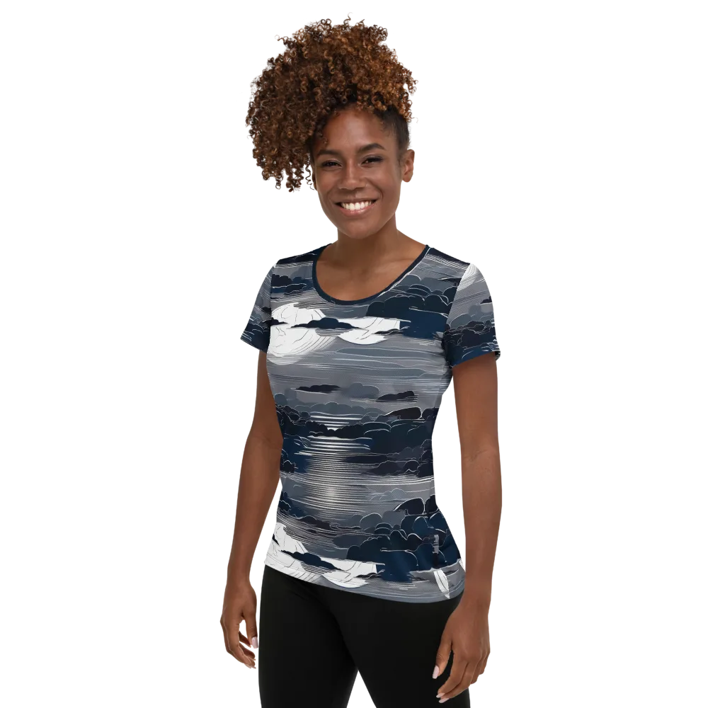 Midnight Waterline on Women's Athletic T-Shirt — Left