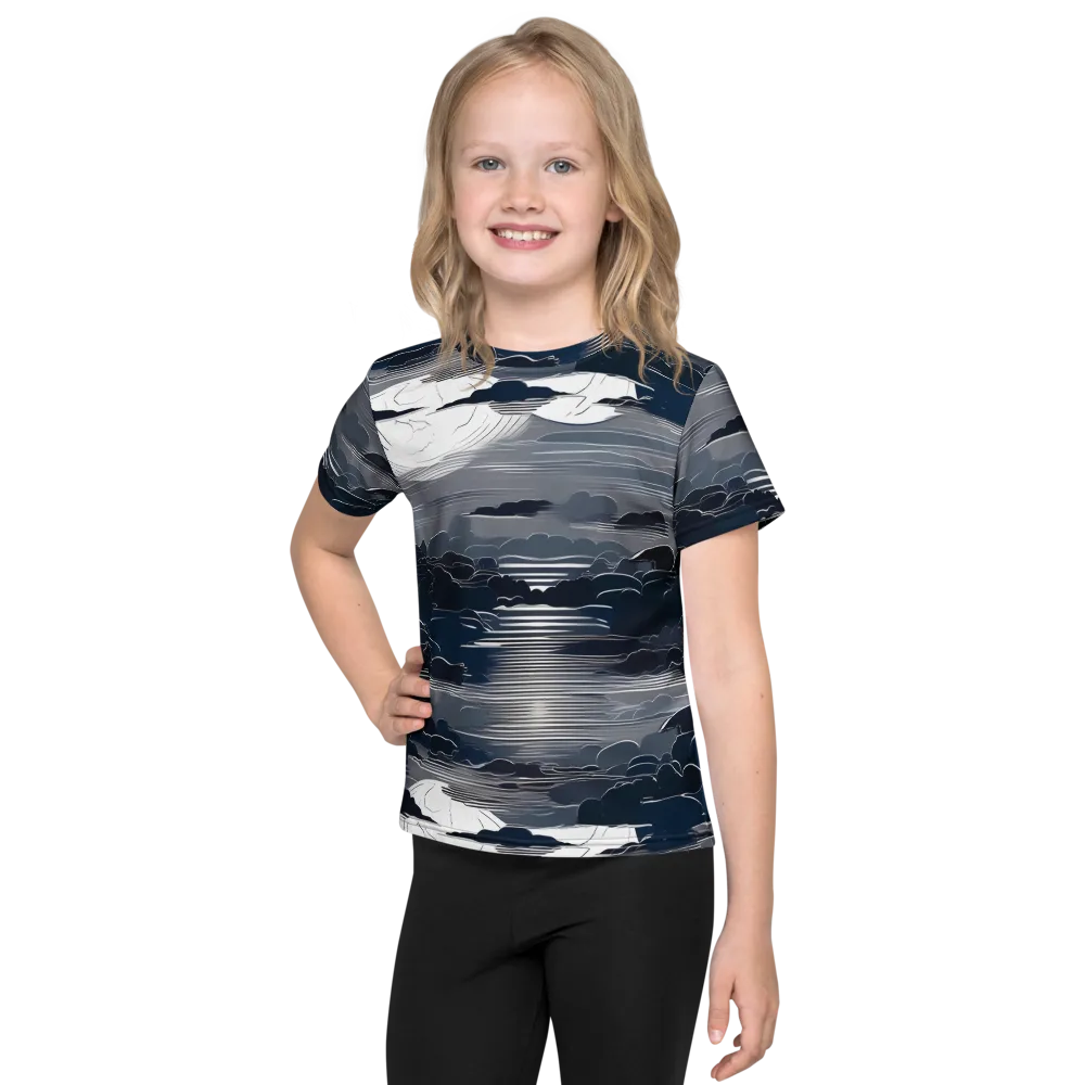 Midnight Waterline on Kids Crew Neck T-Shirt — Front