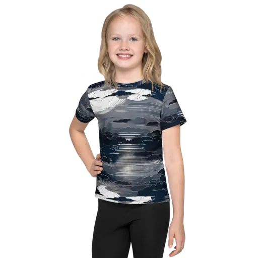 Midnight Waterline on a Kids Crew Neck T-Shirt