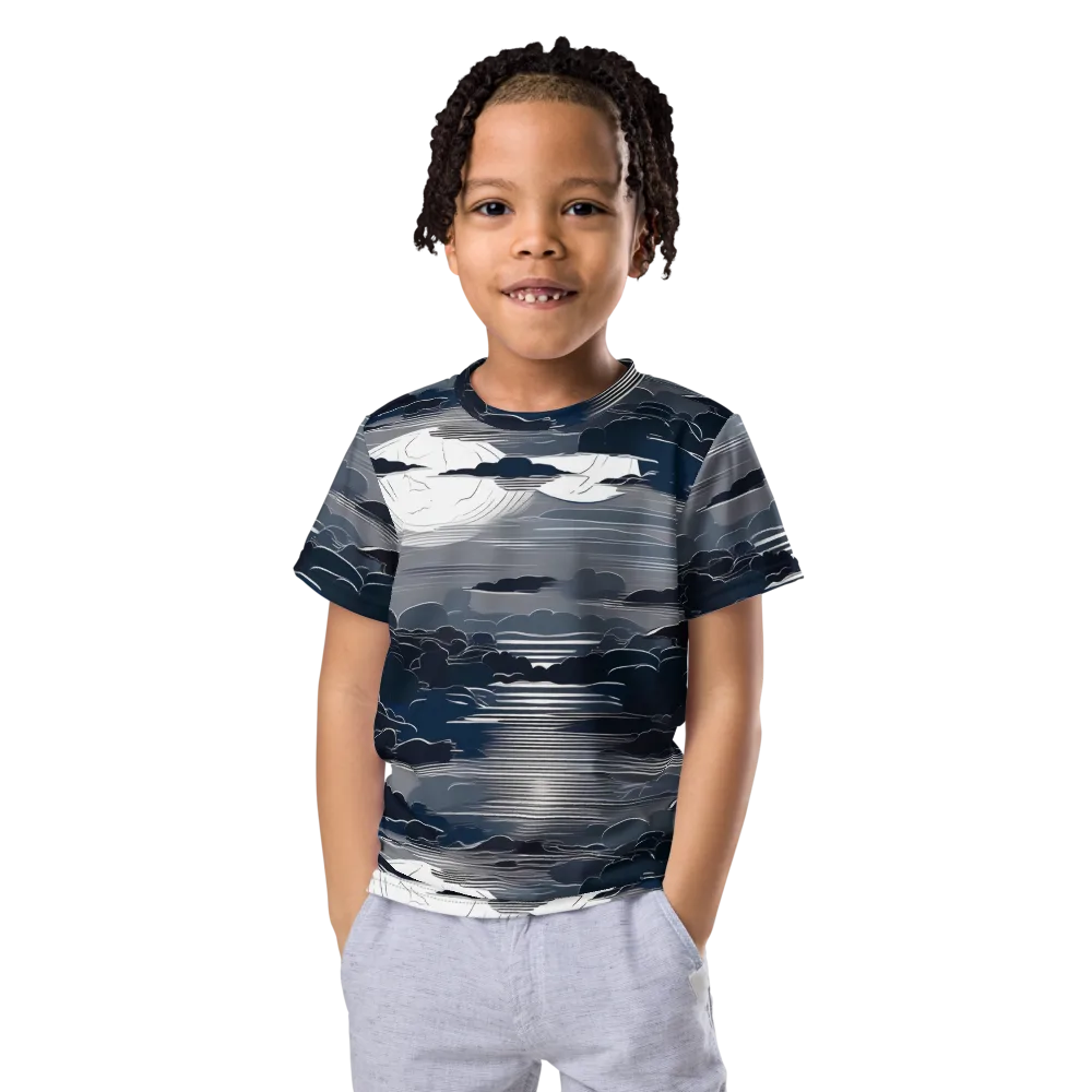 Midnight Waterline on Kids Crew Neck T-Shirt — Front
