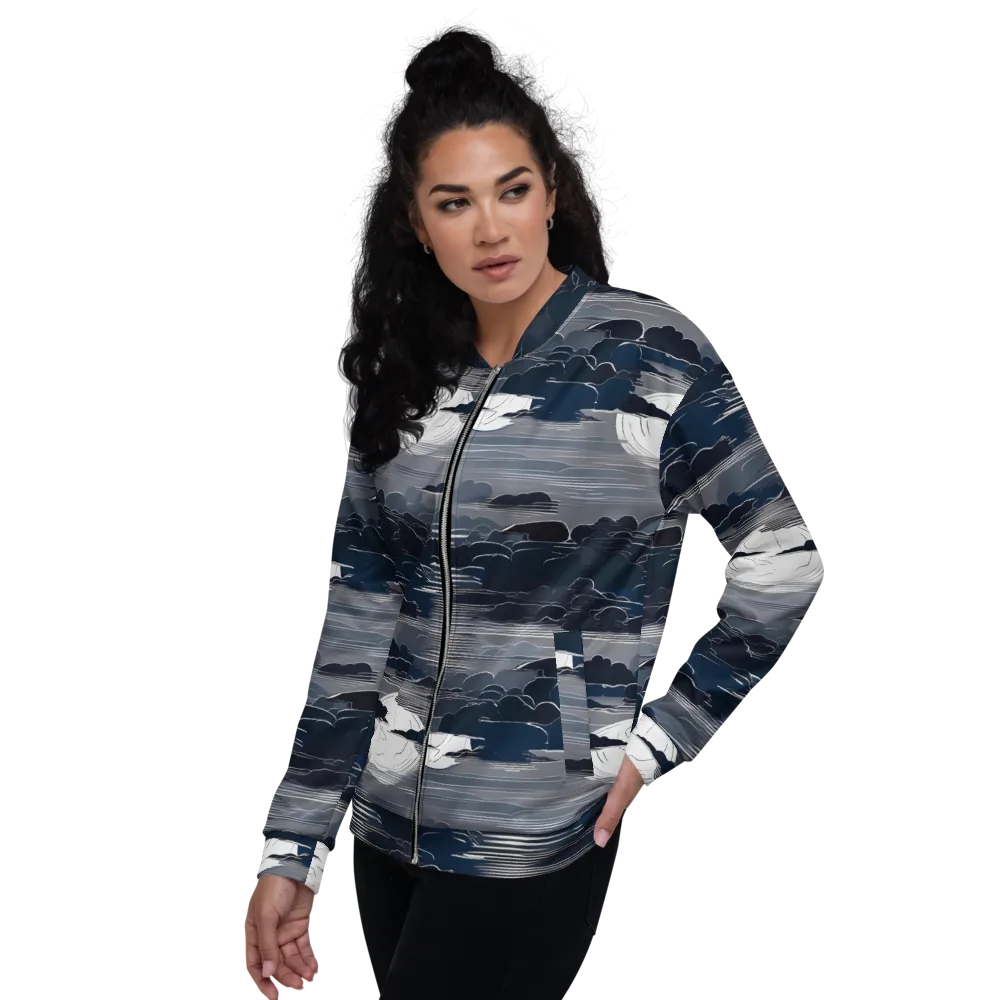 Midnight Waterline on Bomber Jacket — Left
