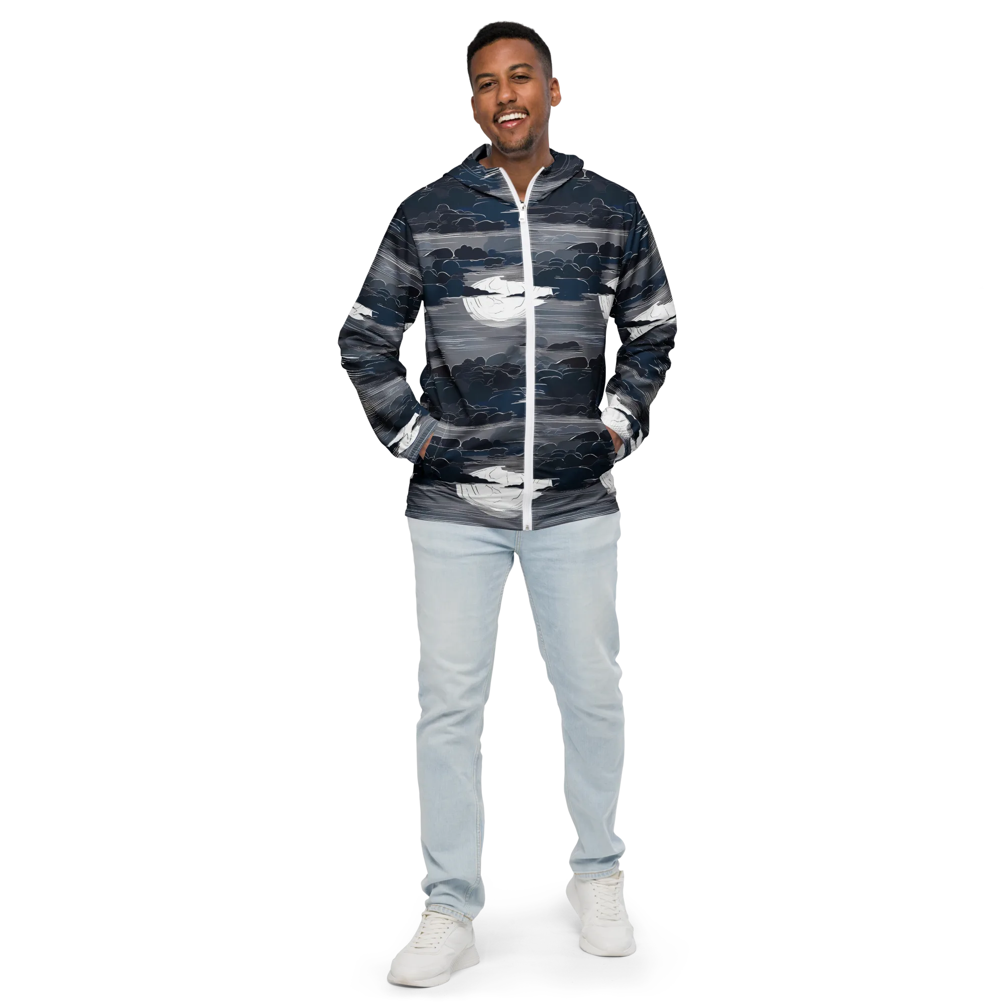 Midnight Waterline on Men's Windbreaker — Front