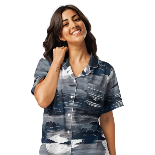 Midnight Waterline on a Women's Short Sleeve Pajama Top