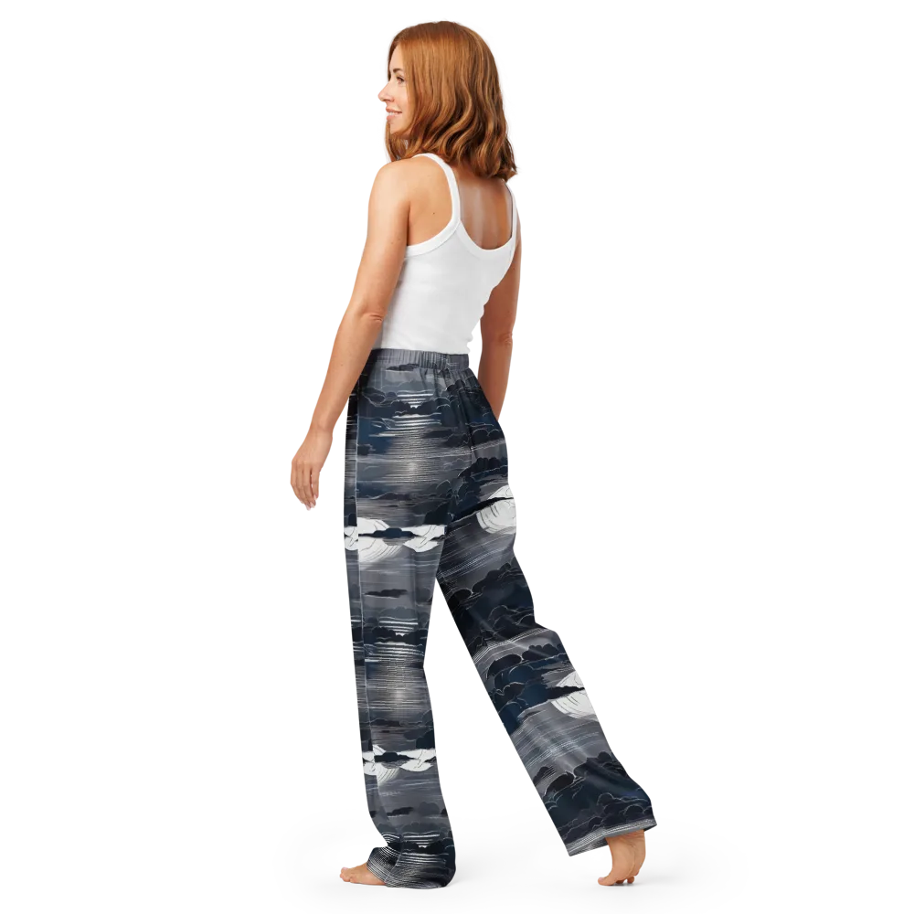 Midnight Waterline on Women's Pajama Pants — Back