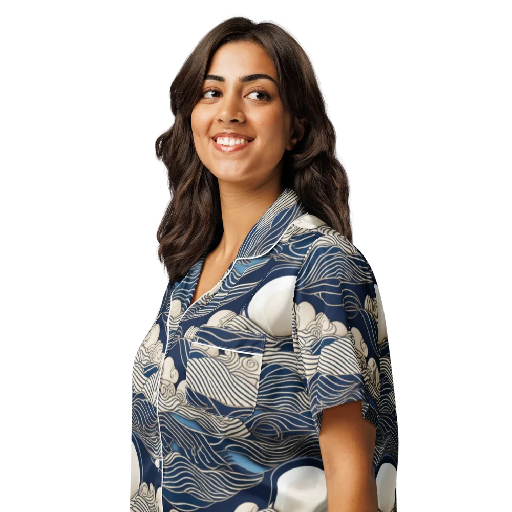 Celestial Breakers on Women's Short Sleeve Pajama Top — Left Front