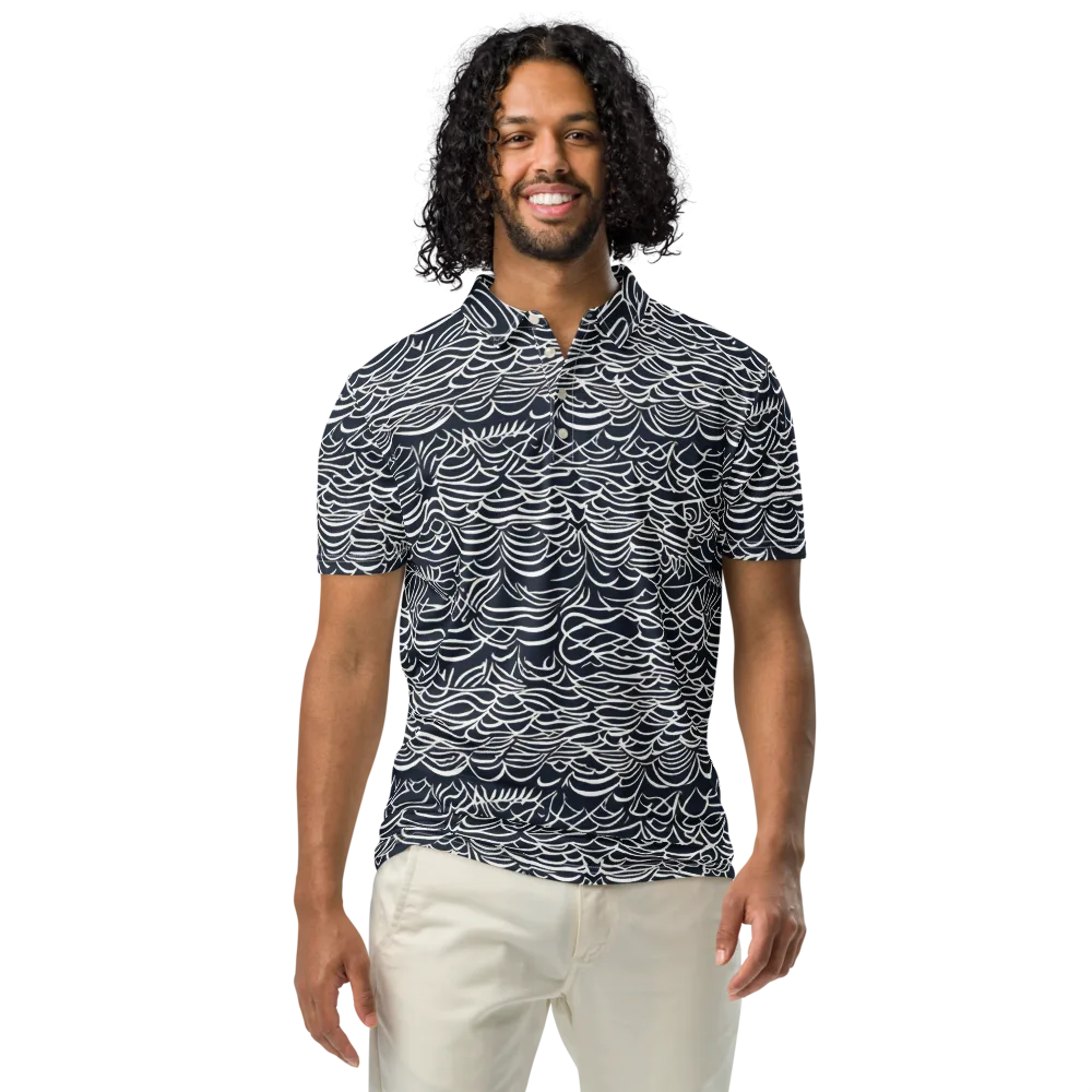 Nautical Abstraction on Men's Slim Fit Polo Shirt — Front