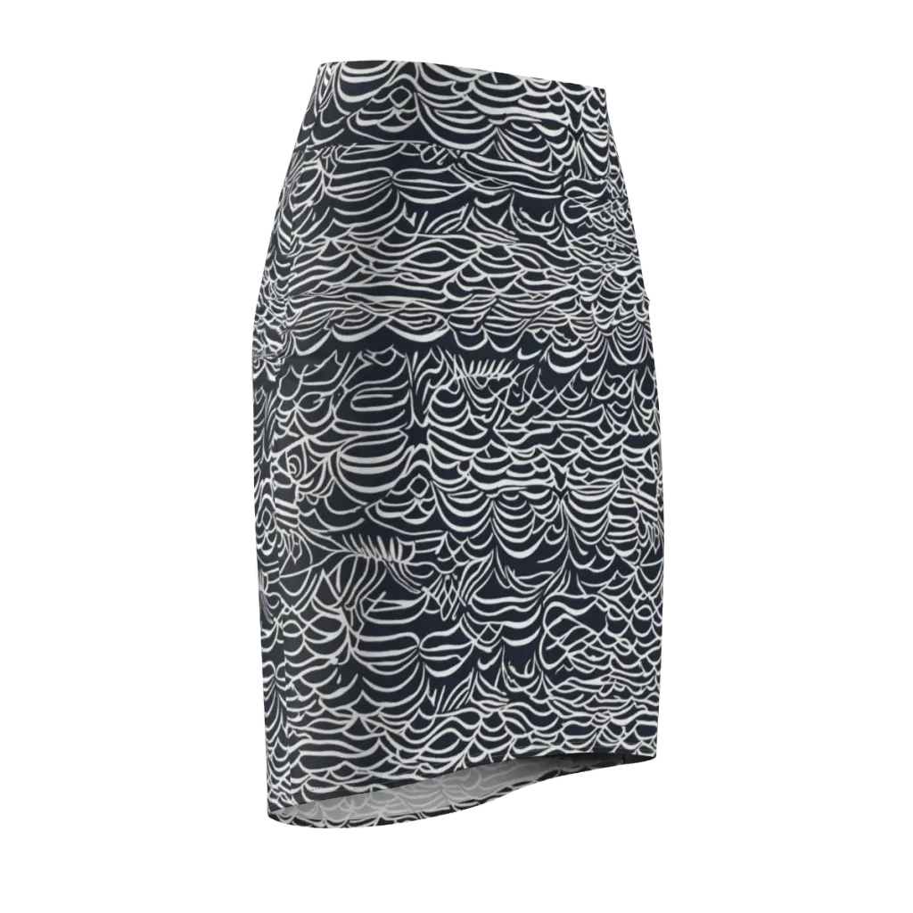 Nautical Abstraction on Pencil Skirt — Front Side