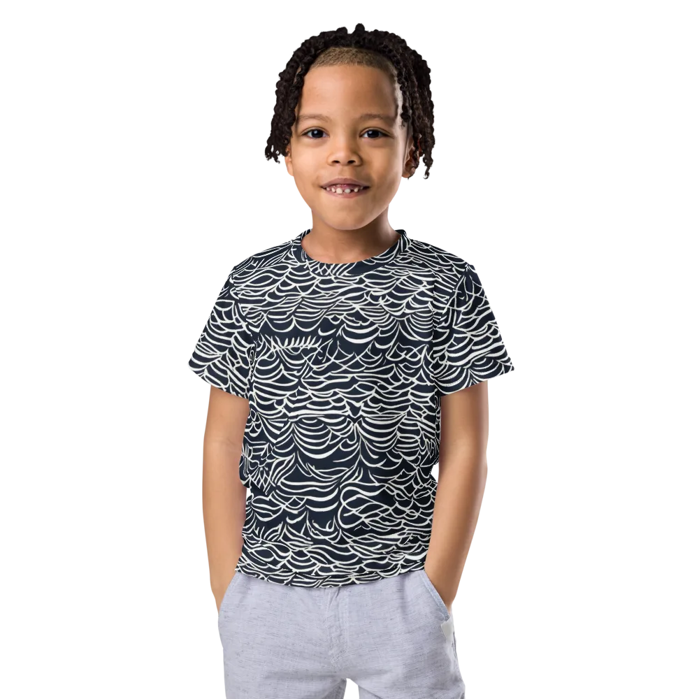 Nautical Abstraction on Kids Crew Neck T-Shirt — Front