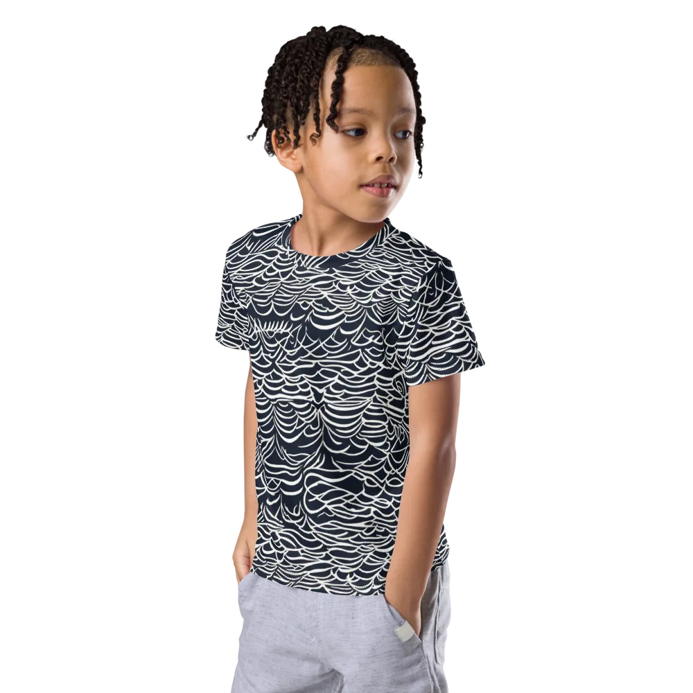 Nautical Abstraction on Kids Crew Neck T-Shirt — Left Front