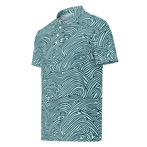 Tidal Linework on a Men's Slim Fit Polo Shirt