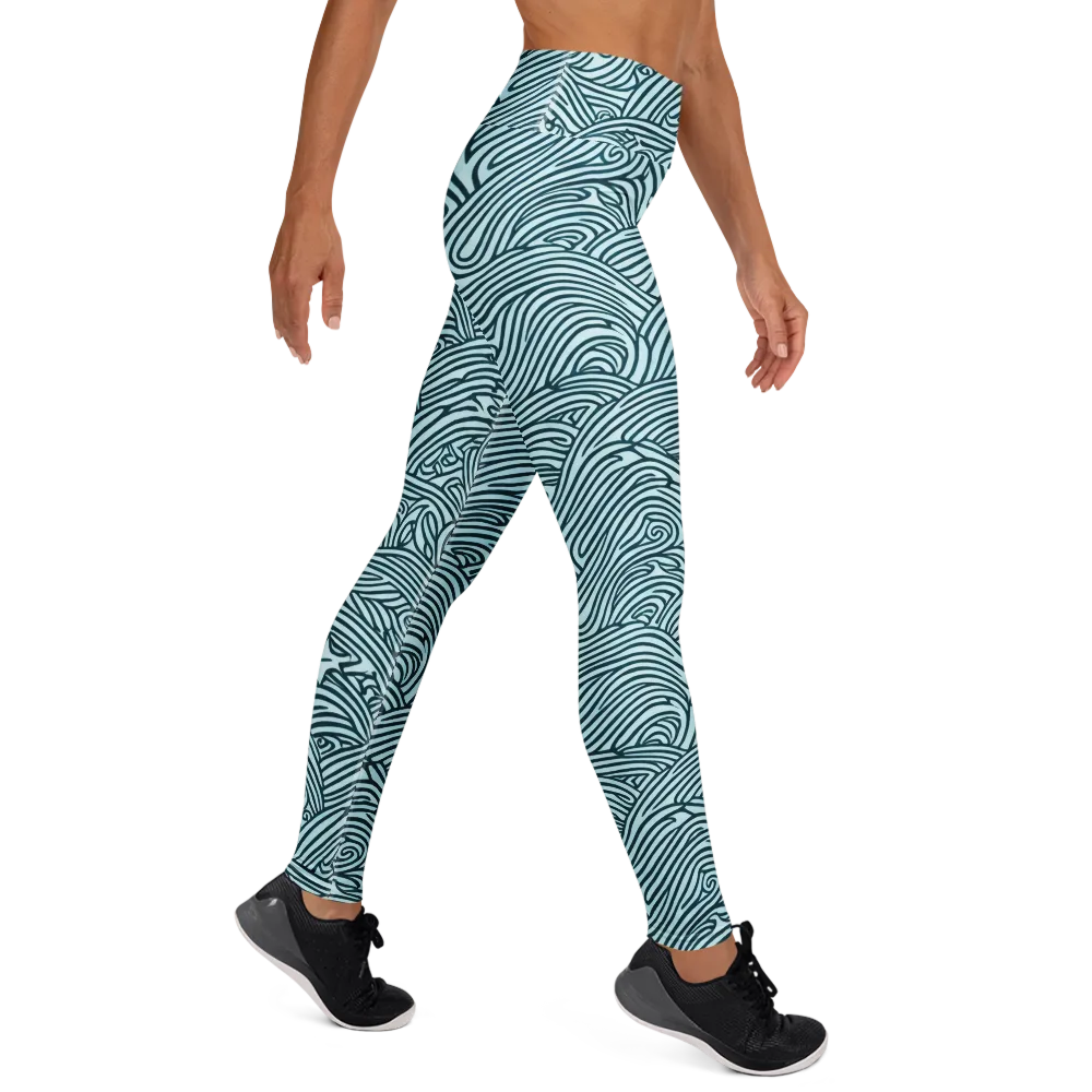 Tidal Linework on Yoga Leggings — Right