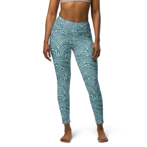 Tidal Linework on a Yoga Leggings