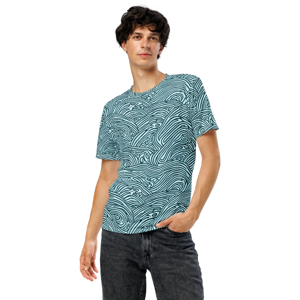 Tidal Linework on Men's Crew Neck T-Shirt — Front