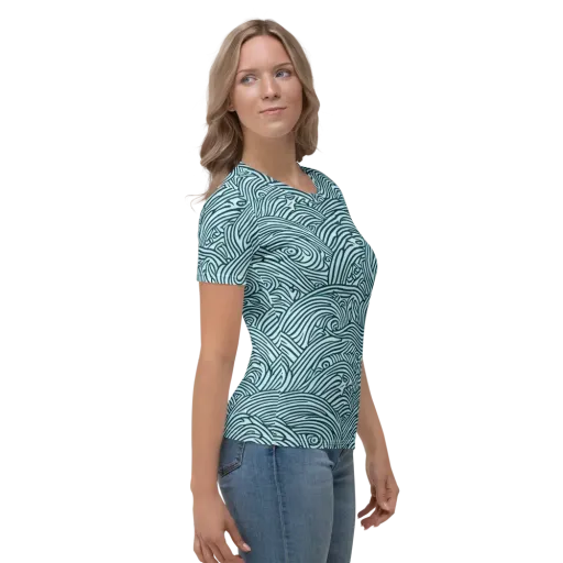 Tidal Linework on a Women's Crew Neck T-Shirt