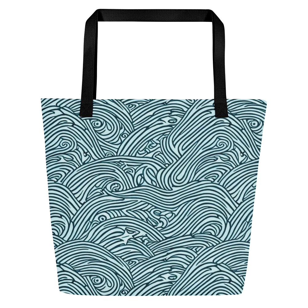 Tidal Linework on Large Tote Bag W/ Pocket — Front