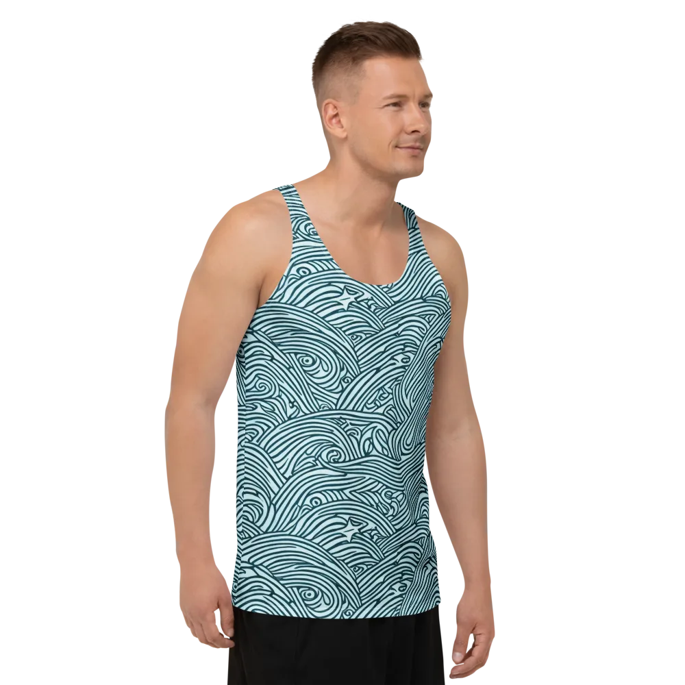 Tidal Linework on Men's Tank Top — Right Front