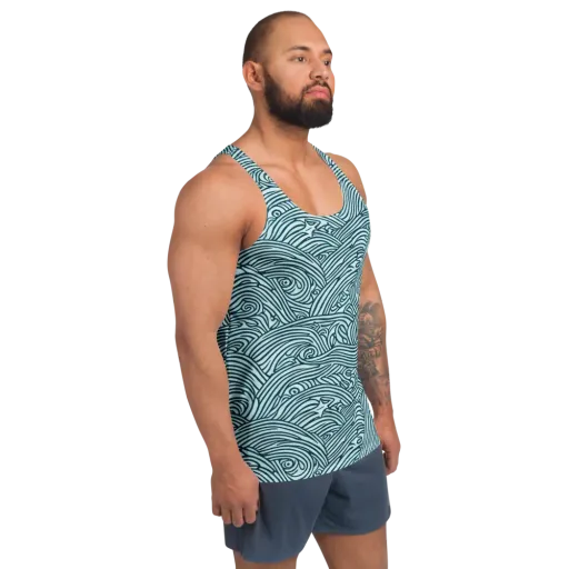 Tidal Linework on a Men's Tank Top