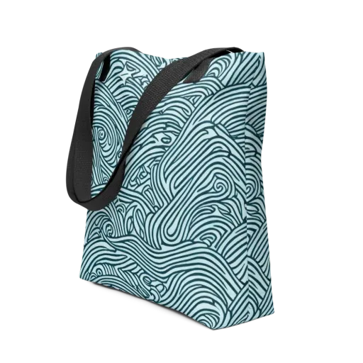 Tidal Linework on a Tote Bag