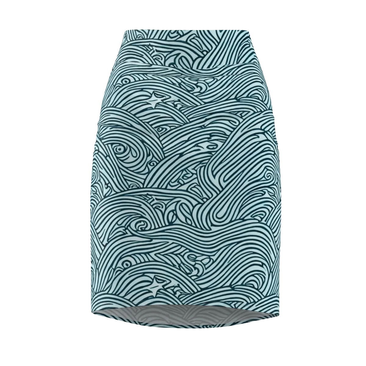 Tidal Linework on Pencil Skirt — Front