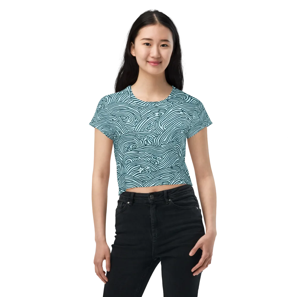 Tidal Linework on Crop Tee — Front