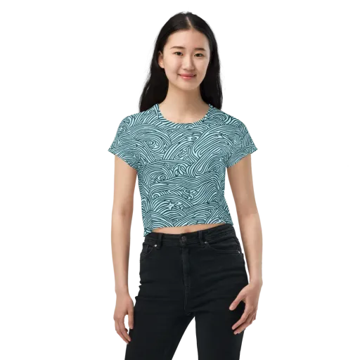Tidal Linework on a Crop Tee
