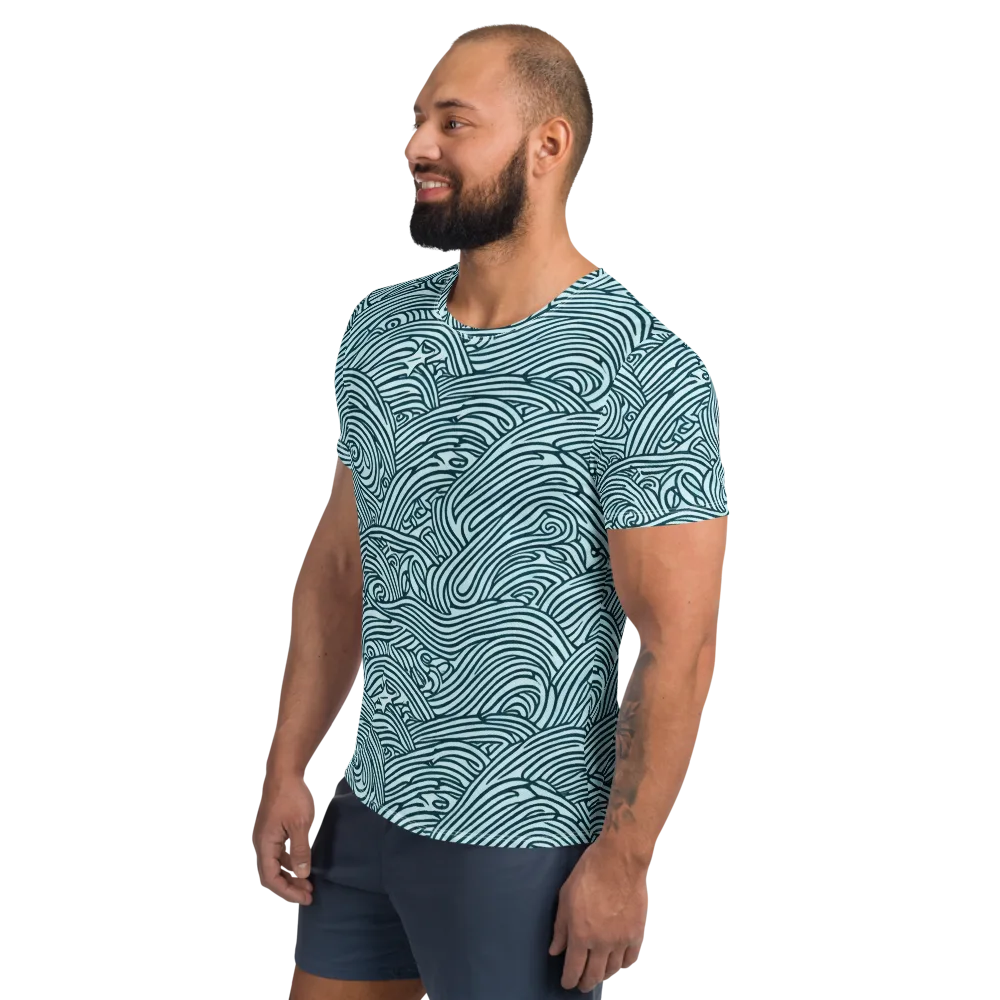 Tidal Linework on Men's Athletic T-Shirt — Left