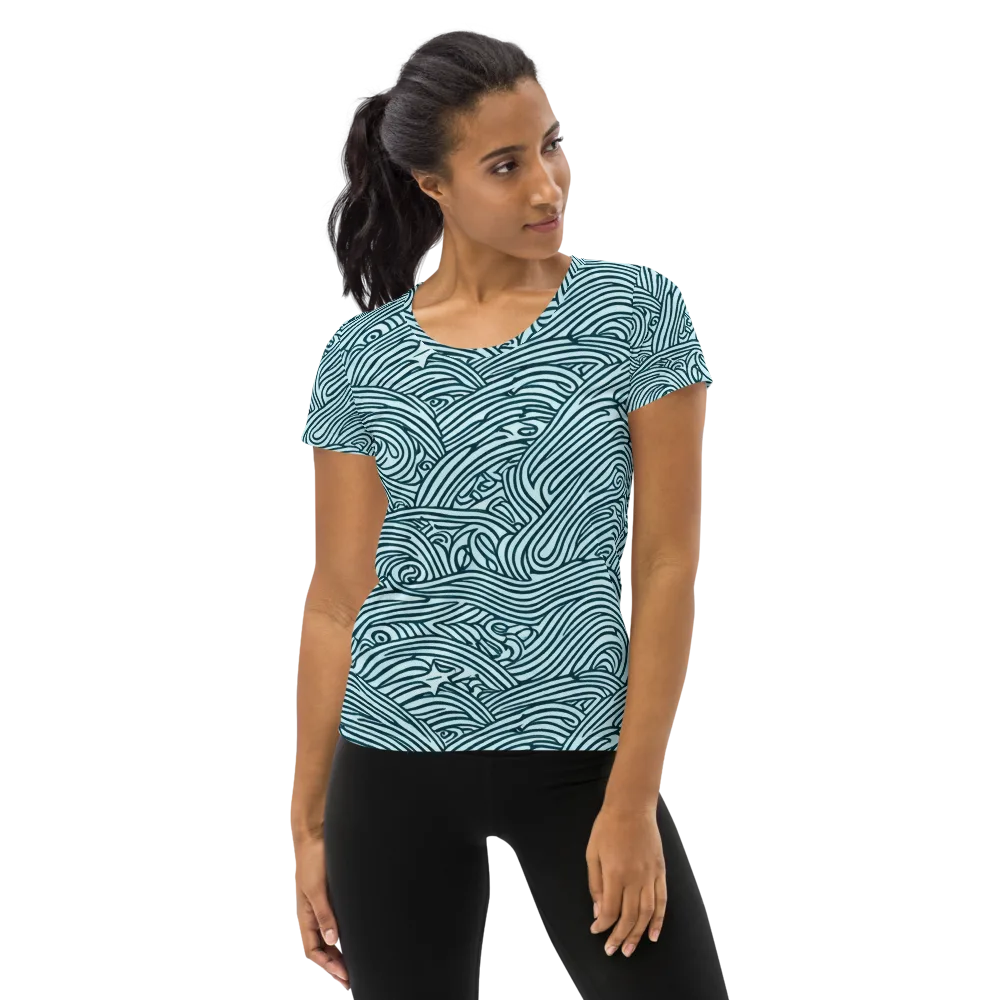 Tidal Linework on Women's Athletic T-Shirt — Front