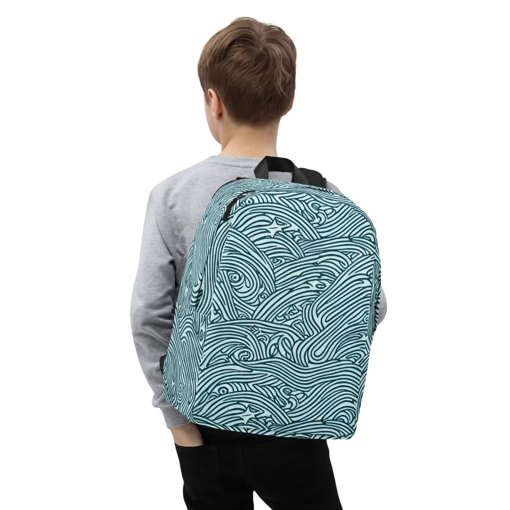 Tidal Linework on Minimalist Backpack — Zoomed-in