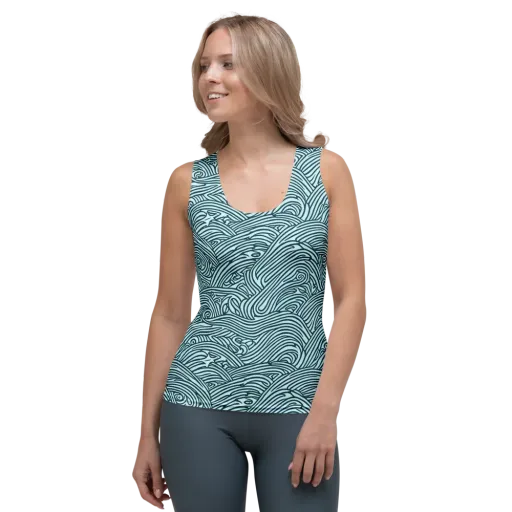 Tidal Linework on a Women's Tank Top