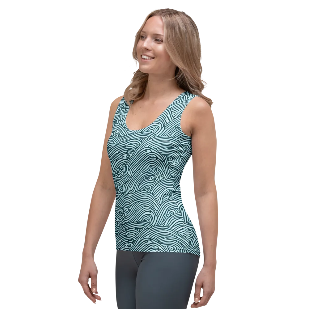 Tidal Linework on Women's Tank Top — Left Front