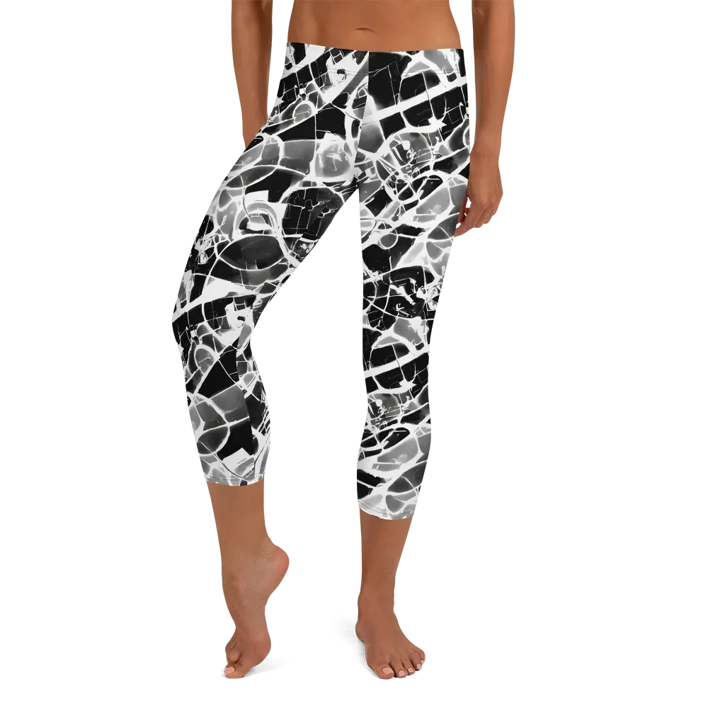 Obsidian Shatter on Capri Leggings — Front