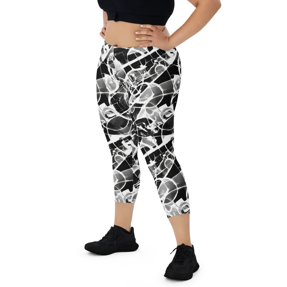 Obsidian Shatter on Capri Leggings — Front