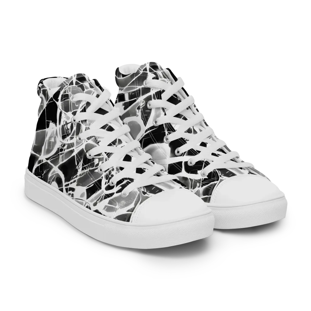 Obsidian Shatter on Men's High Top Canvas Shoes — Right Front