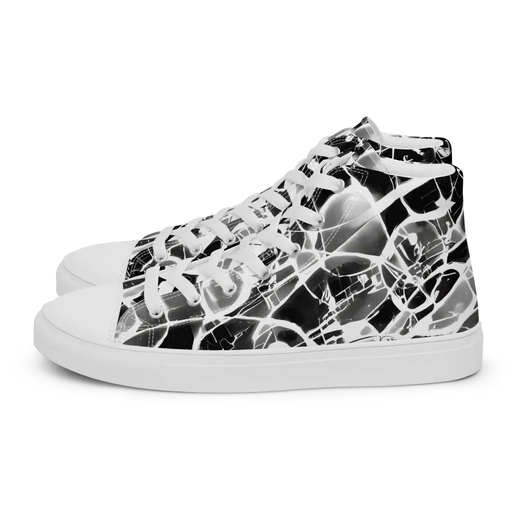 Obsidian Shatter on Men's High Top Canvas Shoes — Left