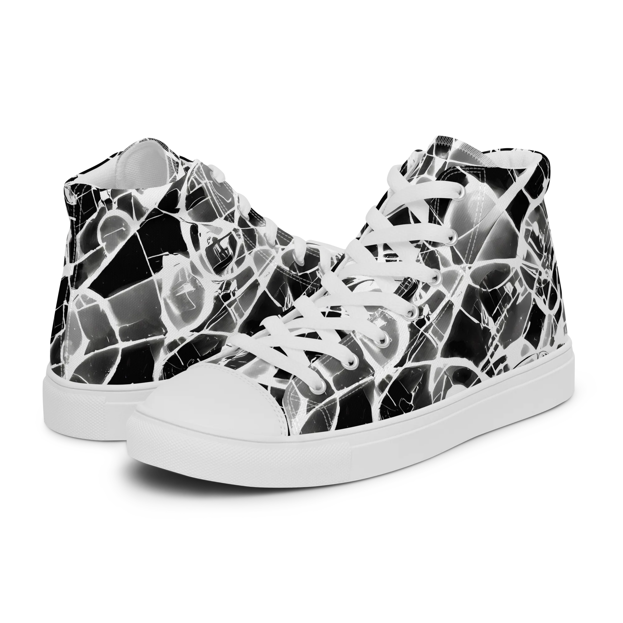 Obsidian Shatter on Men's High Top Canvas Shoes — Left