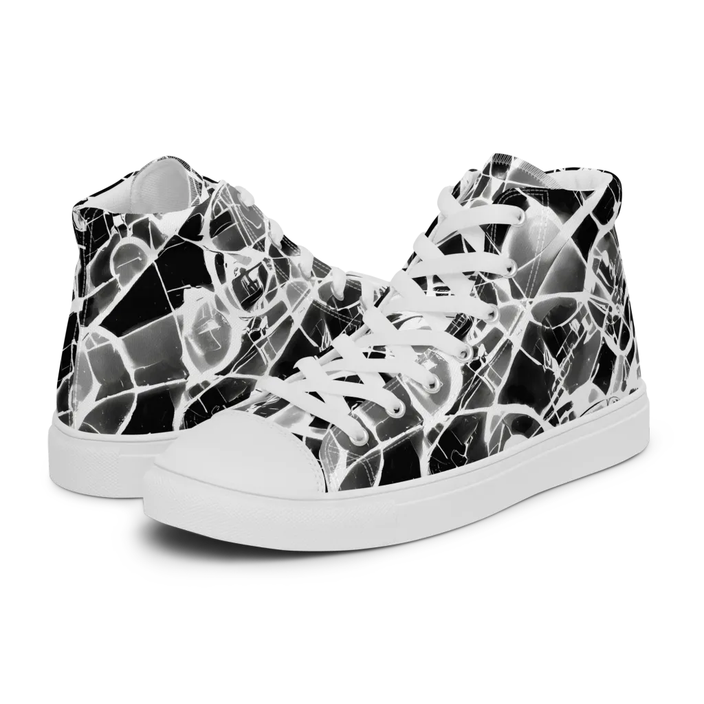 Obsidian Shatter on Men's High Top Canvas Shoes — Left