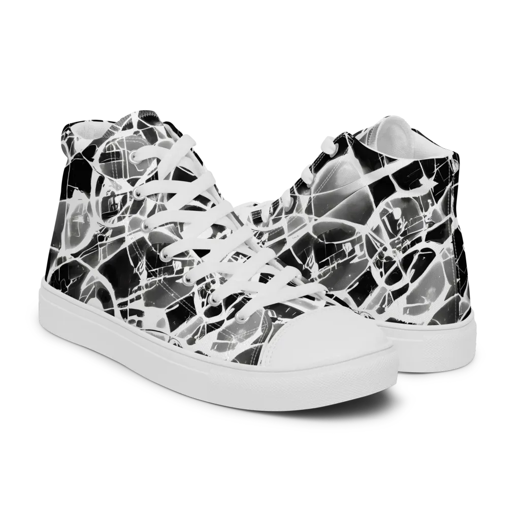 Obsidian Shatter on Men's High Top Canvas Shoes — Right