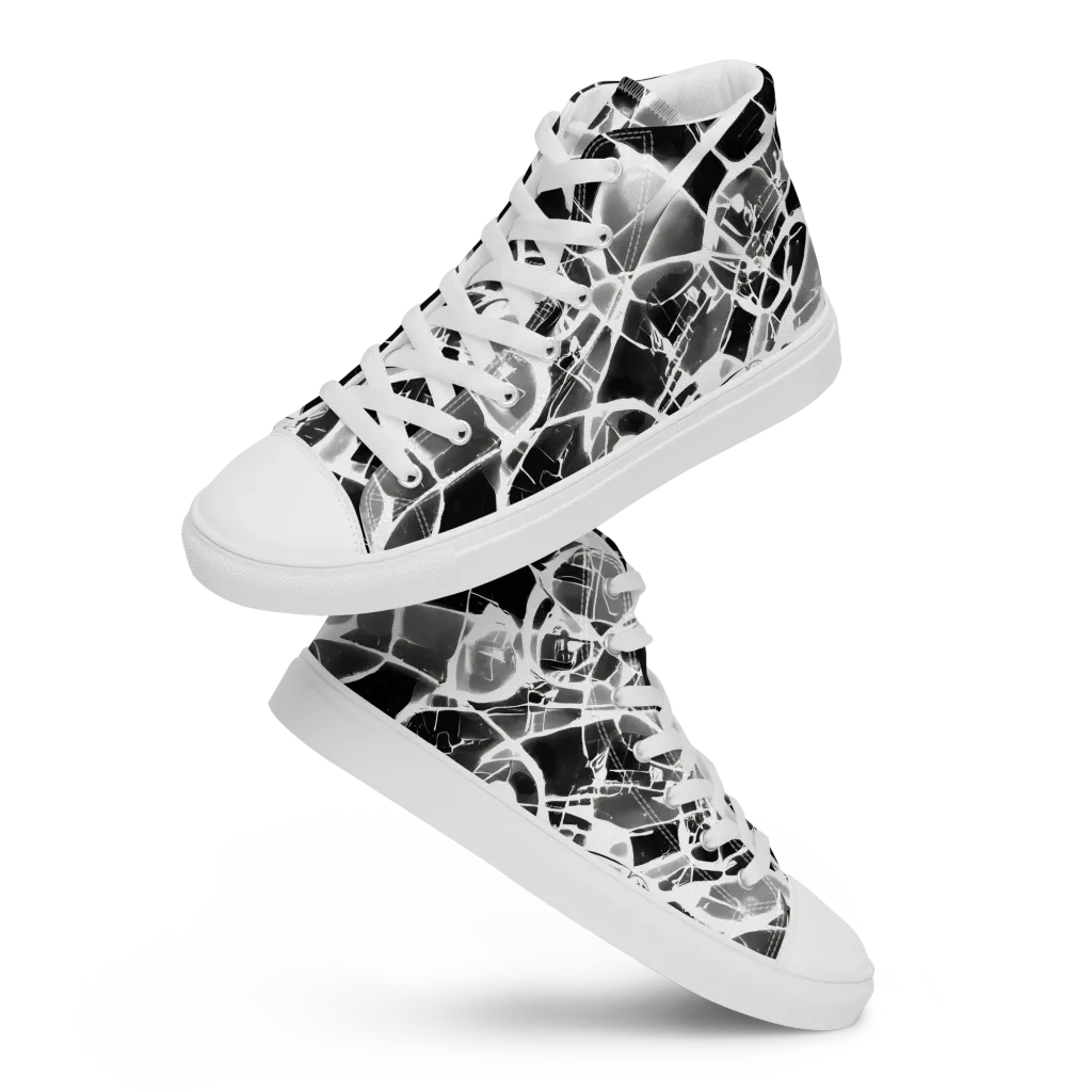 Obsidian Shatter on Men's High Top Canvas Shoes — Front
