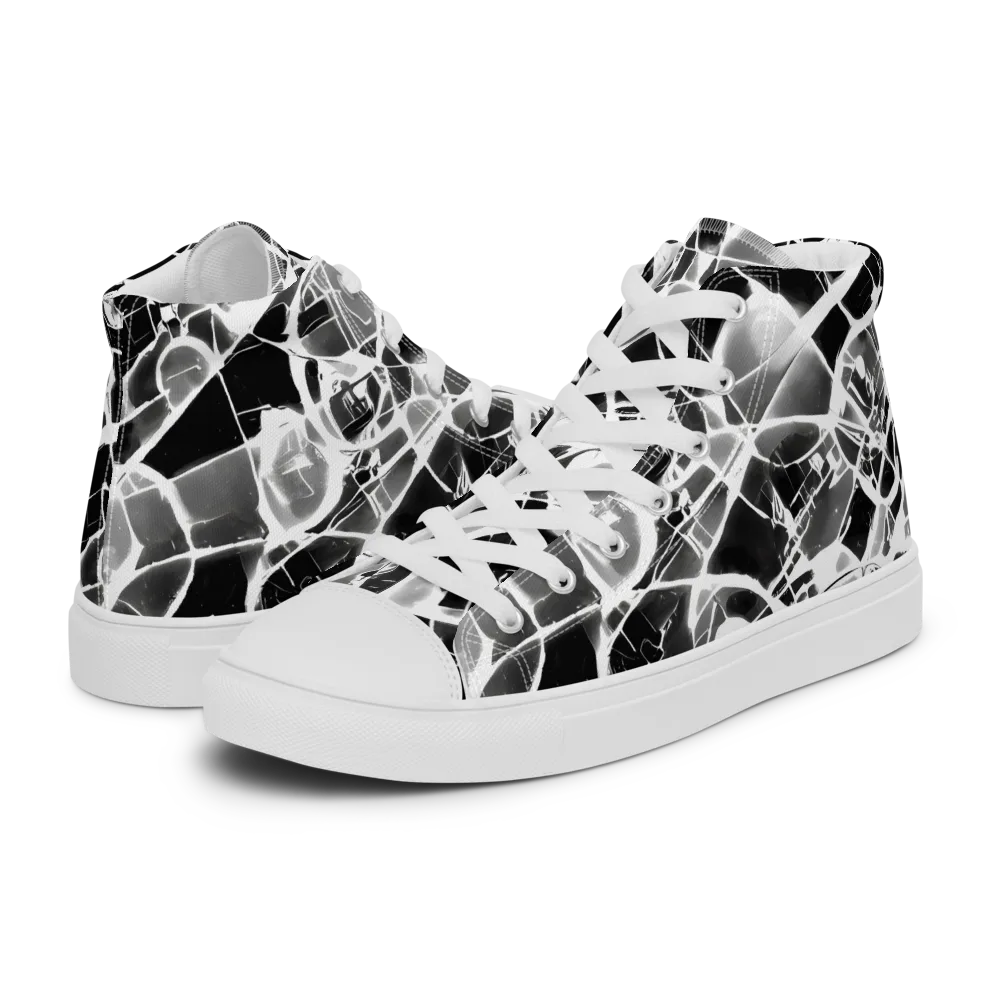 Obsidian Shatter on Women's High Top Canvas Shoes — Left