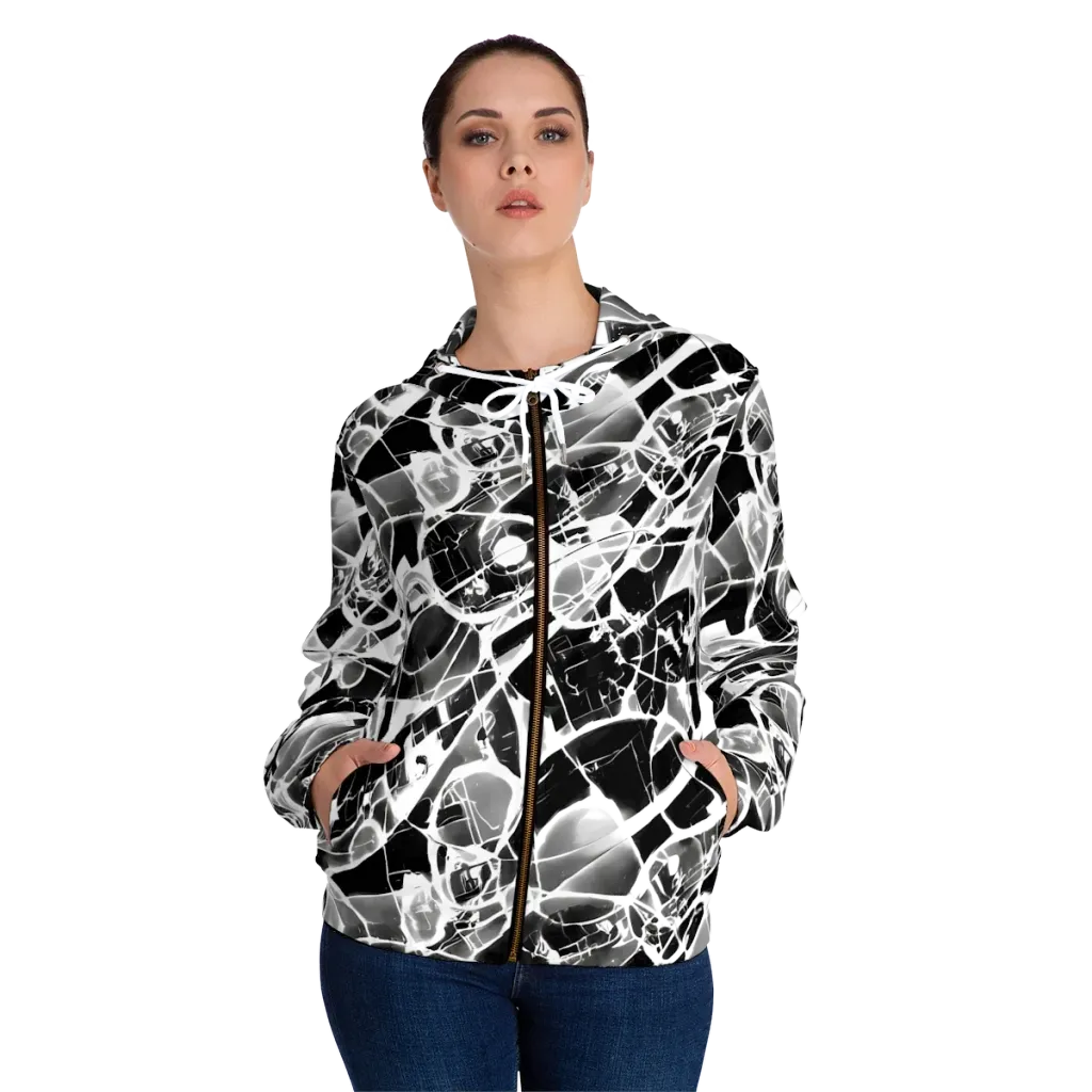 Obsidian Shatter on Women's Full-Zip Hoodie — Front On Person