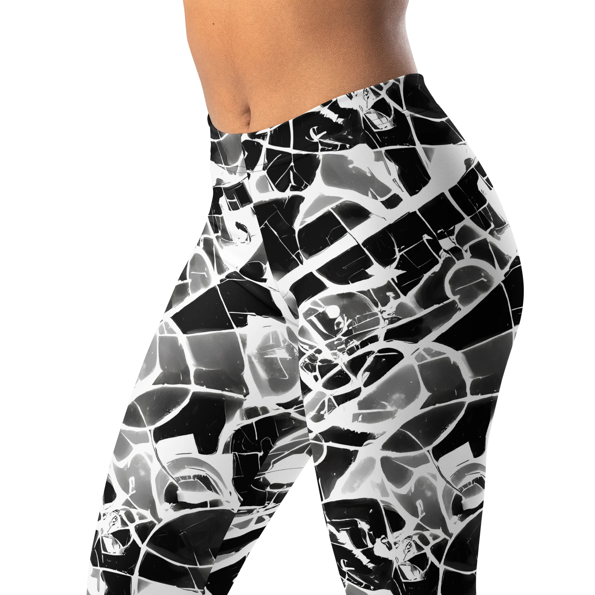 Obsidian Shatter on Leggings — Left Front