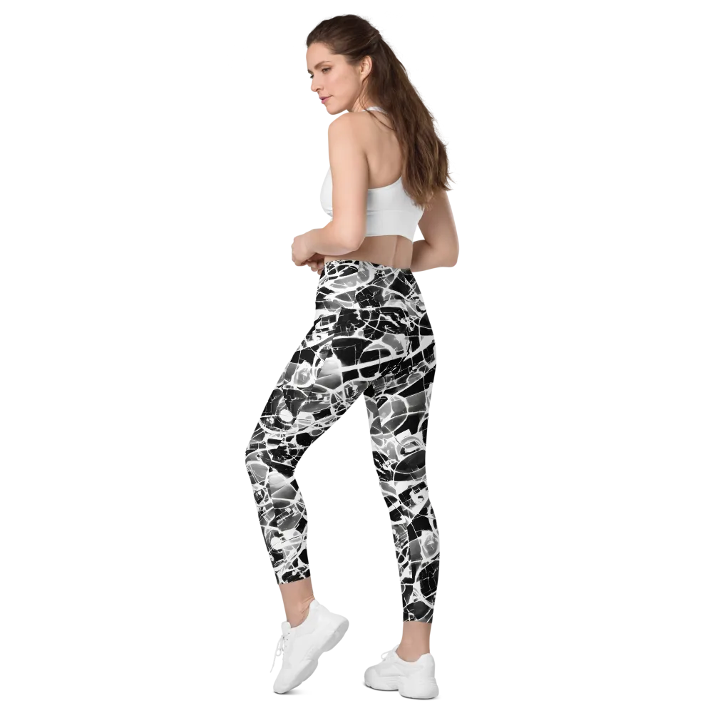 Obsidian Shatter on Leggings with Pockets — Left Back