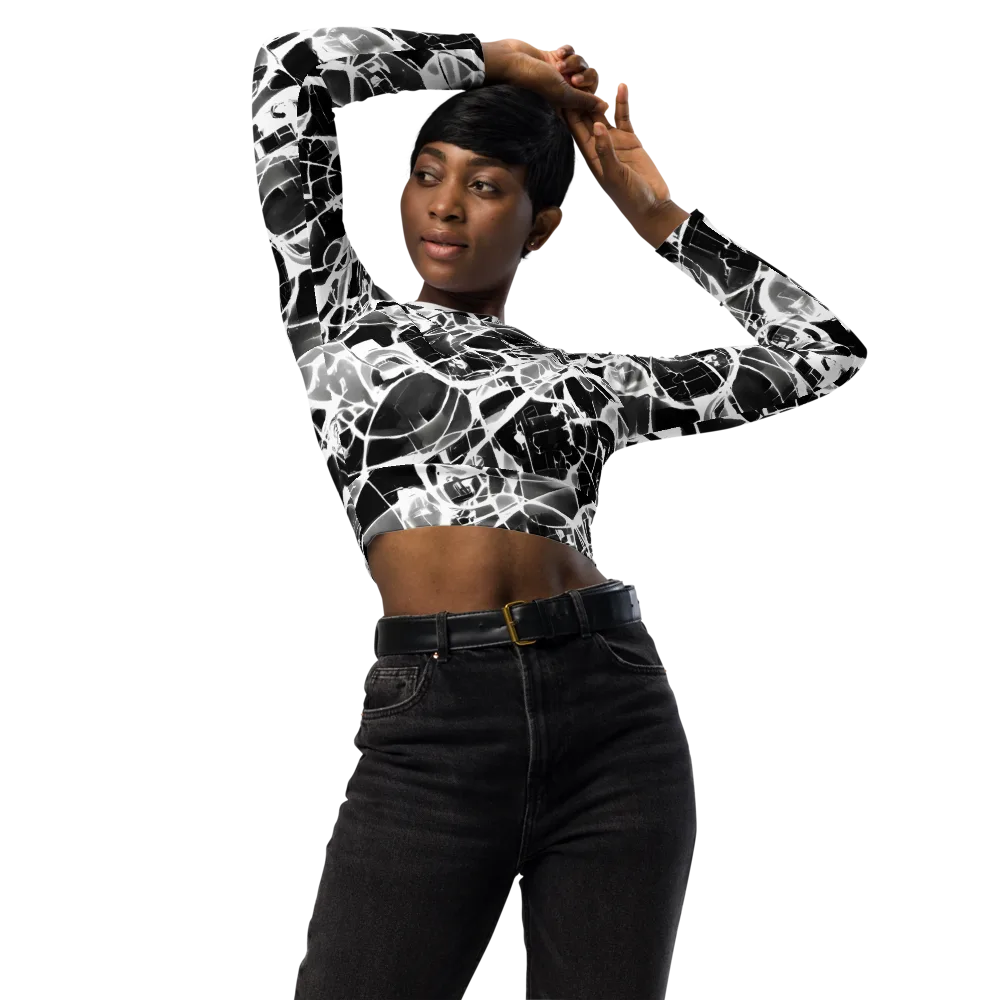 Obsidian Shatter on Long Sleeve Crop Top — Front