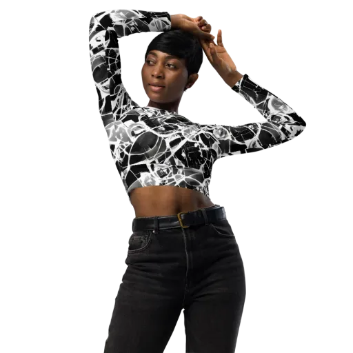 Obsidian Shatter on a Long Sleeve Crop Top