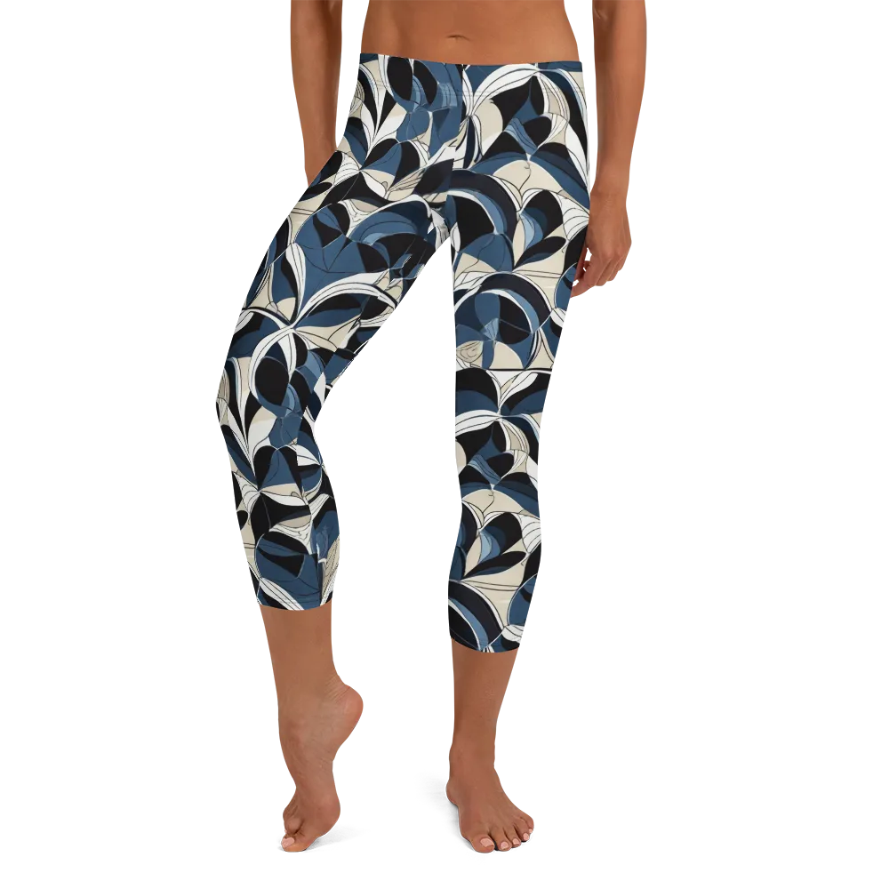 Blue Velvet Bloom on Capri Leggings — Front