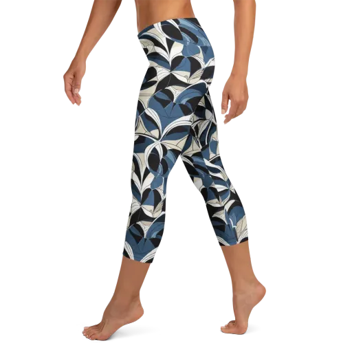 Blue Velvet Bloom on a Capri Leggings