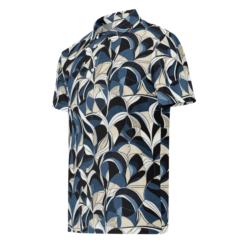 Blue Velvet Bloom on Men's Slim Fit Polo Shirt — Left Front
