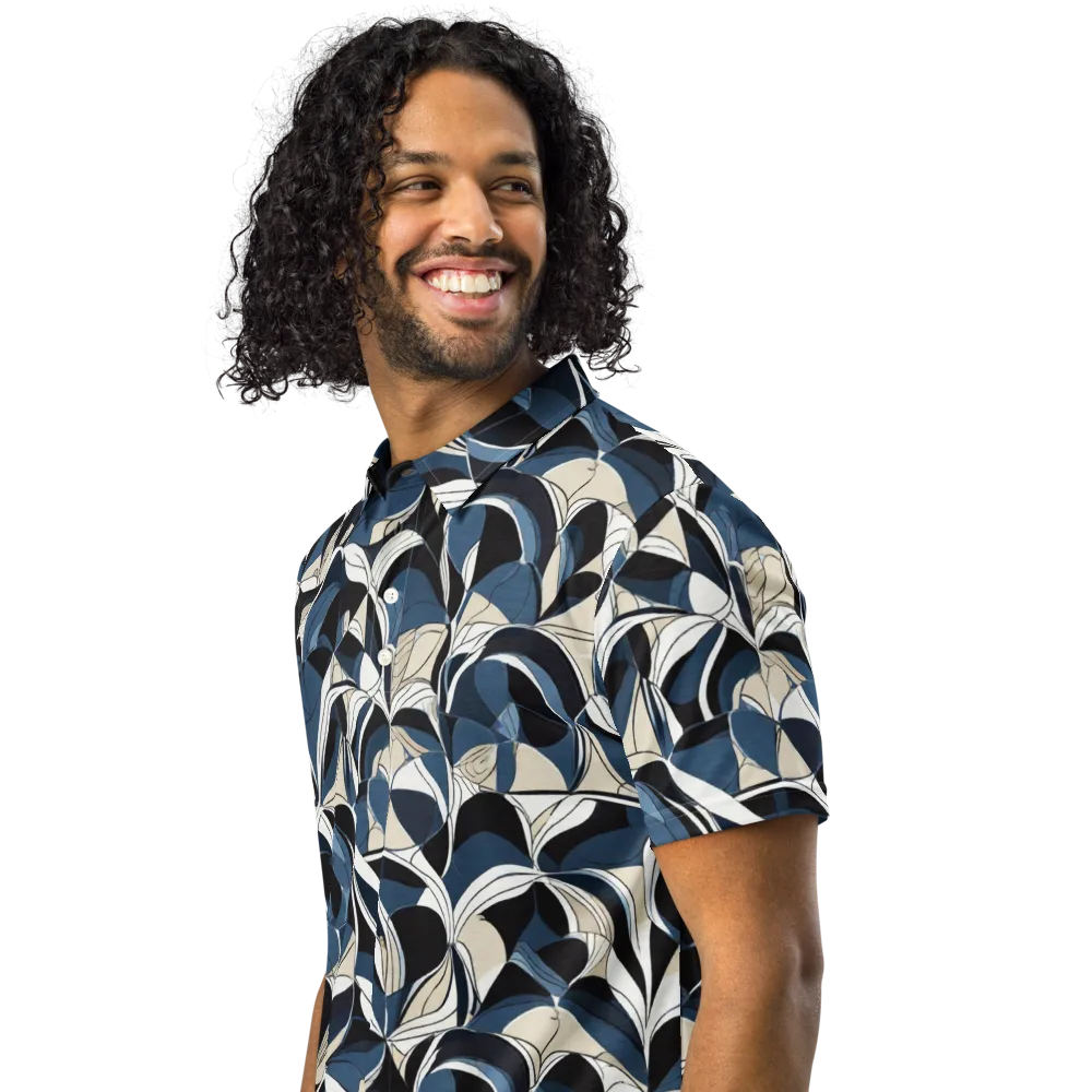 Blue Velvet Bloom on Men's Slim Fit Polo Shirt — Left Front