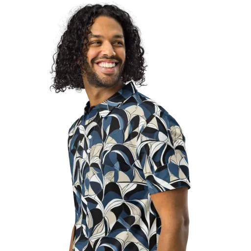 Blue Velvet Bloom on a Men's Slim Fit Polo Shirt