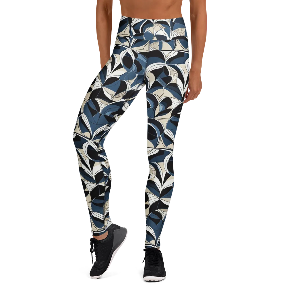 Blue Velvet Bloom on Yoga Leggings — Front